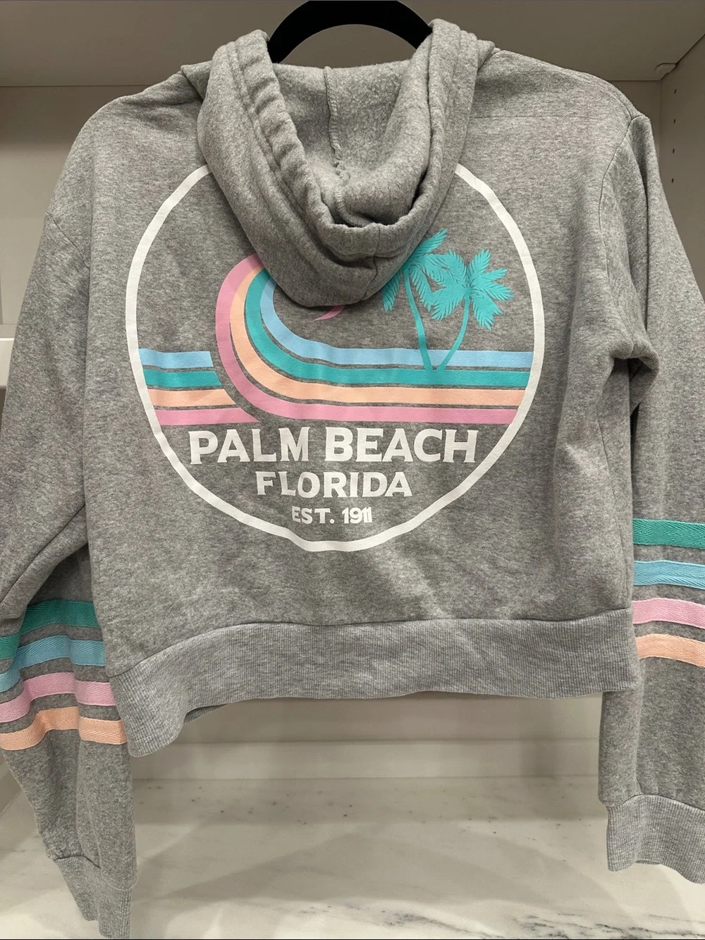Ocean Drive medium Palm Beach Gray Zip Hoodie & Jogger Set with Pastel Strip